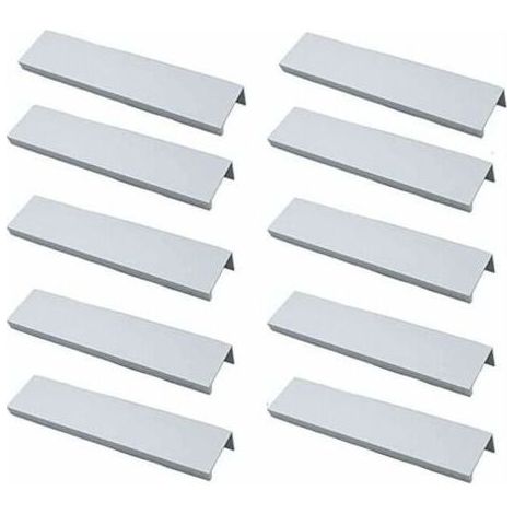 Lot de 10 Poigne Profil Poigne de Meuble Cuisine - Poigne Invisible Poignee de Meuble Bross Poigne Meuble argent en Alliage d\'Aluminium Entraxe 96mm (1/5)