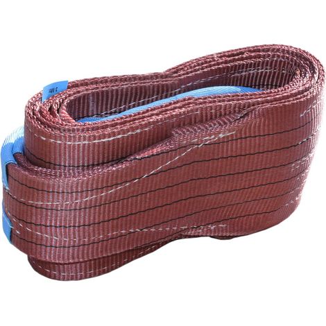 Elingue Textile Sangle plate 6T marron, Anti-usure en Polyester, pour les Mouvements de marchandises lourdes, 5 tonnes bande pour le chargement, longueur 3 mètres (1/2)