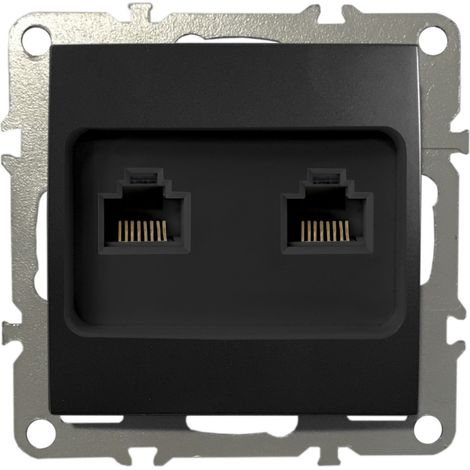 Netzwerkdose CAT 5 LAN RJ45 2x Port Anschlussdose Unterputz Schwarz Matt