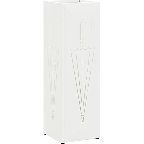 Porte-parapluie avec fonction de rangement, blanc, 15,5 x 15,5 x 49 cm, métal. (1/5)