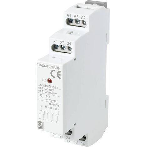 TRU COMPONENTS TC-GR8-308/230 Contact auxiliaire 3 inverseurs (RT) 24 V/AC, 24 V/DC, 230 V/AC 8 A 1 (1/5)