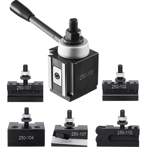 Tourelle en acier 45 type cale, ensemble porte-outil à changement rapide 6 pcs pour tournage sur tour à métaux 152,4-305 mm (1/5)