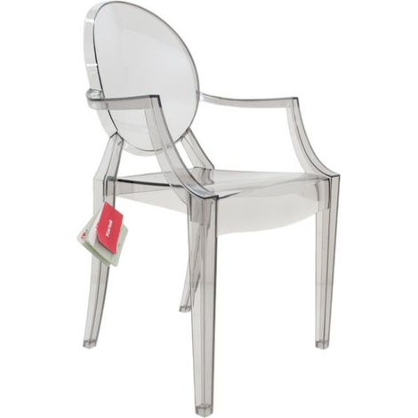 [NEUWERTIG] B-Ware Kartell Louis Armlehnstuhl rauchgrau transparent Designerstuhl Stuhl Küchenstuhl (1/2)