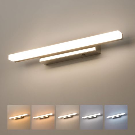 40CM LED Lampe Miroir Salle de Bain, 5 Températures de Couleur IP44 Applique Murale Salle de Bain, 10W 880LM Chrome Luminaire Vasque 230V, Blanc Chaud-Naturel-Froid