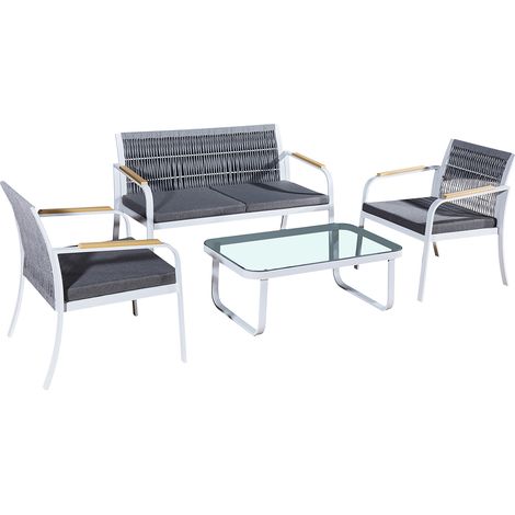 Set di mobili da giardino Ibiza 4 posti Grigio e Bianco