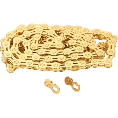 12-Gang-Fahrradkette aus halbhohlem legiertem Stahl für Mountainbikes und Rennräder, inklusive Kettenschloss, Gold (1/5)