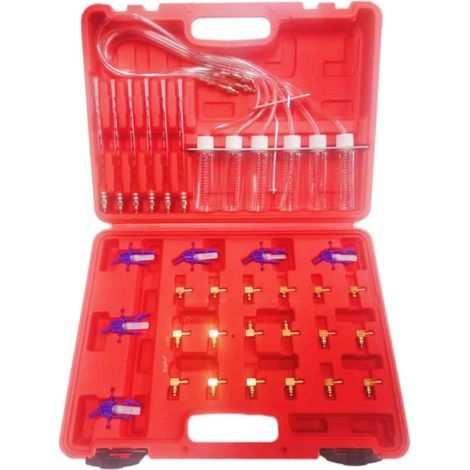 Kit de test pour injecteurs diesel 6 cylindres, testeur de fuite de rail commun avec 24 adaptateurs, débitmètre de carburant pour BOSCH/pour SIEMENS/pour DENSO/pour DELPHI, détection des (1/5)