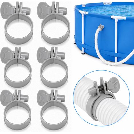Lot de 6 colliers de serrage en plastique pour tuyau de piscine 37-40 mm (1/5)