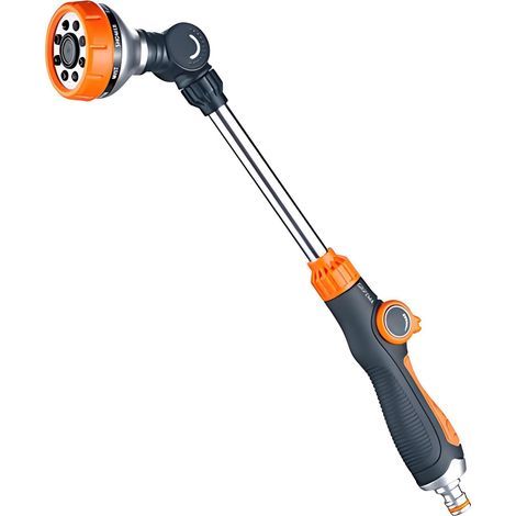 Pistola de riego para jardín, 8 patrones ajustables, pistola de riego alargada con flujo de agua controlable, para lavar coches y regar el jardín. (1/5)