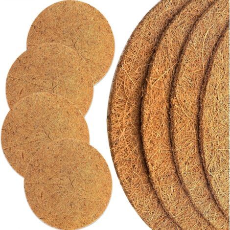 QORVA-Protection en Noix de Coco pour Plantes en Pot, 40cm disques Fibre de Coco Protection Contre Le Gel hivernale, Lot de 4 Tapis (1/5)