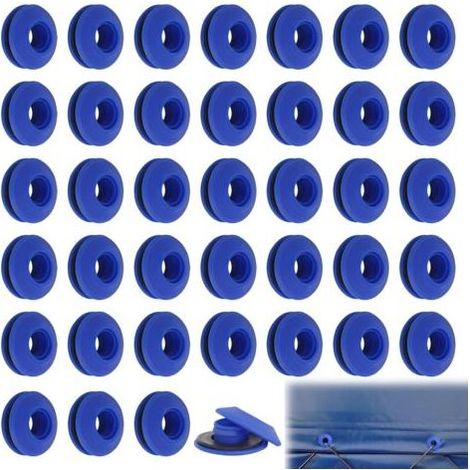 50 Ösen, blauer Kunststoff, 27 x 27 x 11 mm, korrosionsbeständig, für Planen, Zelte und Schwimmbecken, Montage mit dem Hammer (1/5)