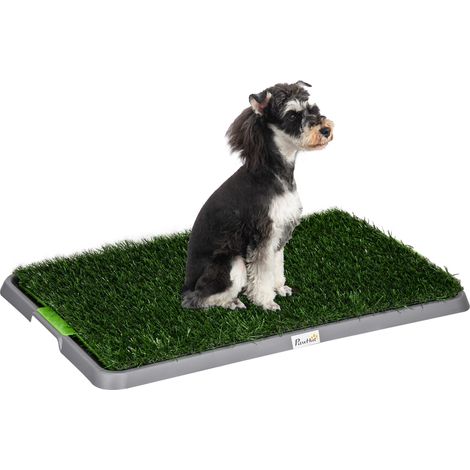 Toilettes pour chien avec gazon synthétique, gazon de rechange et bac de récupération pour une utilisation intérieure et extérieure, 67 x 41 x 3,5 cm