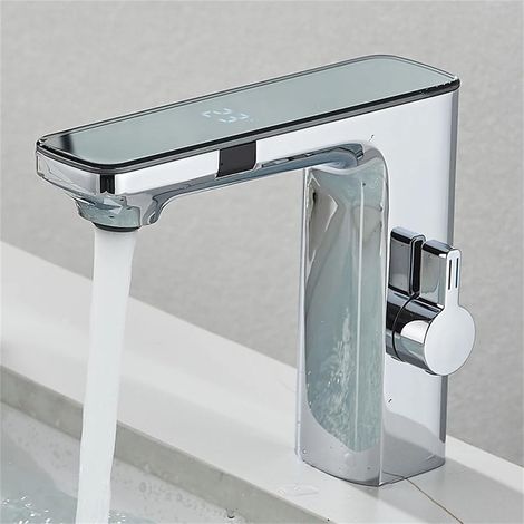 Waschtischarmatur mit Temperaturanzeige, Sensorfunktion, digitalem LCD-Bildschirm, Mischbatterie für Warm- und Kaltwasser (1/5)