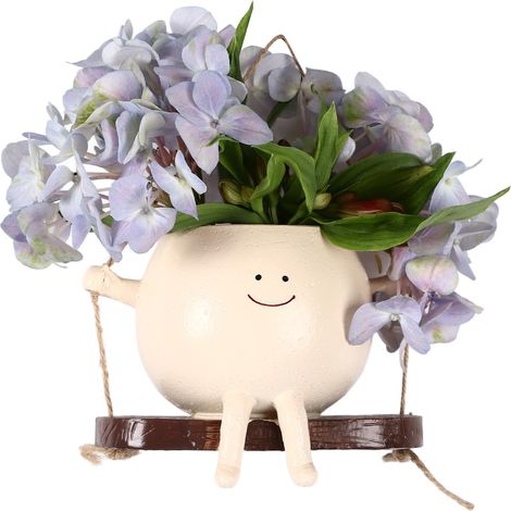 Pot de Fleurs Suspendu avec Visage Balançant, Jardinière Balançante avec Tête Suspendue, Pot Suspendu avec Visage Souriant, Pendentif de Pot de Fleurs Mignon pour Jardin Extérieur (1/5)