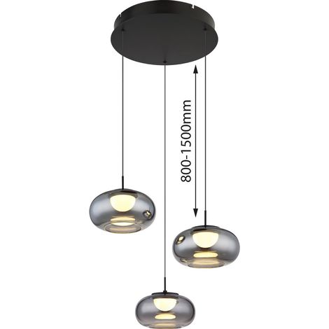 Globo - lampada a sospensione - QUINTARA - nero - vetro - Ø 49cm