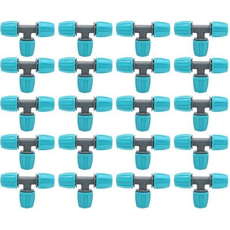 20-Piece Irrigation Fitting Connector, 16mm PE Irrigation Pipe Tee for Greenhouses, Gardens, and Agriculture (1/5)