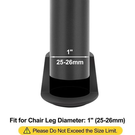 Tappi per gambe di sedia, 16 pezzi, 25-26 mm, in gomma, diametro interno 25 mm, per proteggere le gambe del tavolo e prevenire graffi sul pavimento, neri (1/4)