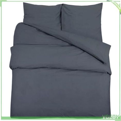 Ensemble de housse de couette - V GEBY - Anthracite - 200x200 cm - Microfibre - Douceur exceptionnelle (1/4)