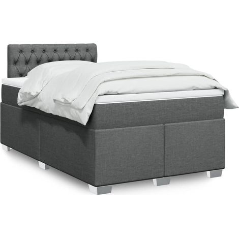 Boxspringbett mit Matratze Dunkelgrau 120x190 cm Stoff