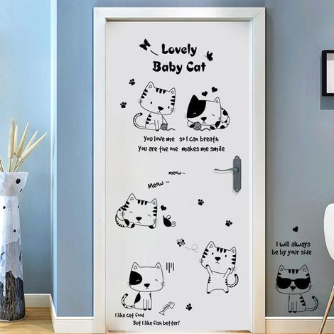 Stickers muraux Chat Noir Décoration de chambre Papier peint Décoration murale Sticker mural (1/5)