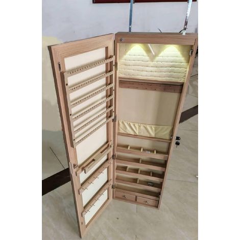 Costway – Armoire à bijoux murale 120x36x10cm – Miroir LED – MDF de qualité – Économie d’espace avec 2 tiroirs