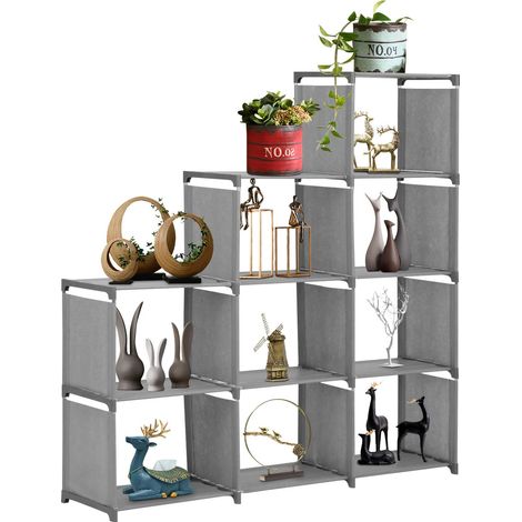 Trintion Bookcase, 9 Cube Storage Unit Bookshelf, Under Stairs Storage, Multi-Use Cube Storage Organiser for Living Room Bedroom Books Toys Clothes Tools Grey (1/5)