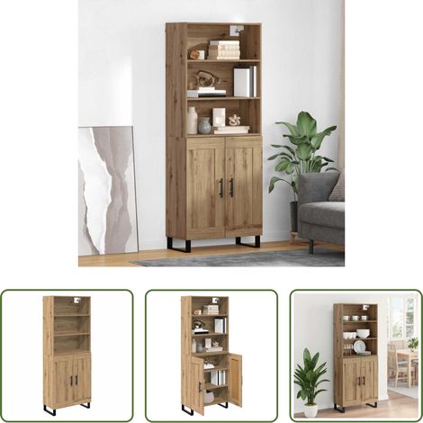 Holz Hochschrank - Highboard Artisan-Eiche 69,5 x 34 x 180 cm Holzwerkstoff (1/5)