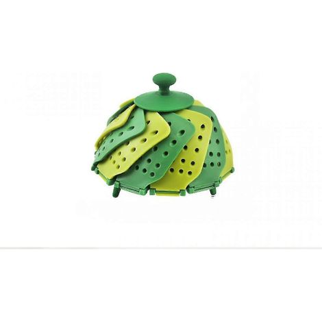 Panier vapeur Lotus, pliable, anti-rayures, en silicone, vert et sans BPA, accessoire de cuisine (1/4)