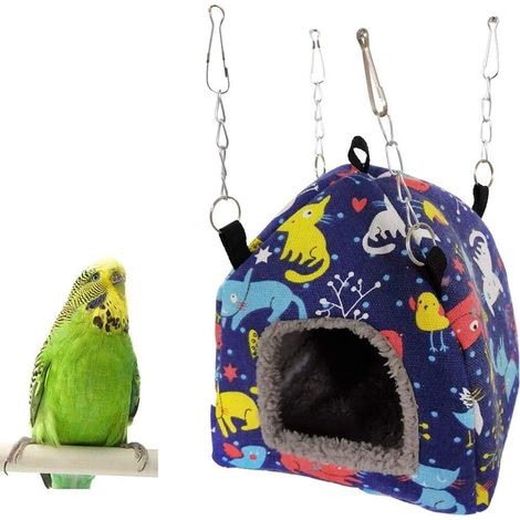 Peluche hamac Perroquet Suspendu Grotte cabane Tente pour Perruche Cockatiel Conure inséparable Perruche Hamster Gerbille Rat Chinchilla écureuil Cage (M) (1/5)