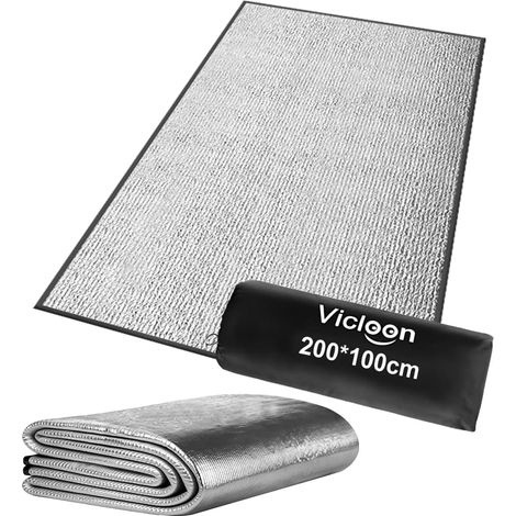 Tapis de Couchage en Feuille d'aluminium, Tapis Isolant en Aluminium, Tapis de Sol Isolant Thermique Camping avec Sac de Rangement, pour Camping Randonnée Voyage Pique-Nique (1/5)