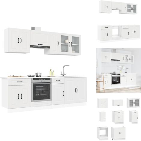 Ensemble d'armoires cuisine 8pcs Kalmar blanc bois d'ingénierie - Ensemble D'armoires De Cuisine - Ensemble D'armoires De Cuisine - Ensemble D'armoires - Armoire De Cuisine (1/5)