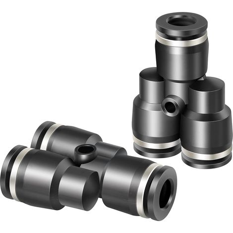 Lot de 10 - Séparateur en Y - Raccord pneumatique - Connexion rapide pour tube 4 mm - Plastique résistant - Usage industriel - Noir - 4 mm (1/5)