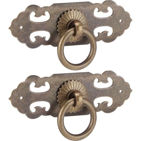 Poignée horizontale de tiroir en cuivre, 2 ensembles de 90 mm, poignée de meuble creuse antique, pièces de meubles Crezuo (1/5)