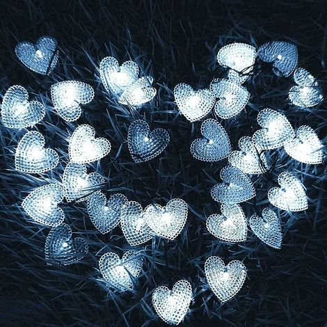 Lumière Solaire De Coeur, 20LED 5M 8 Modes Guirlande Lumineuse De Fée À L'énergie Solaire Étanche Intérieur Extérieur Fête De Noël Décoration Décorative Lumières D'éclairage (rouge) (1/5)