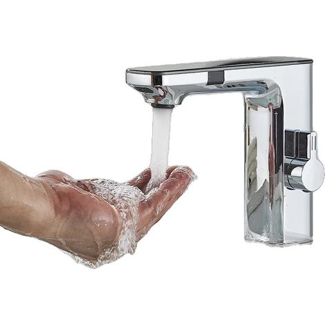 Rubinetto per bagno con sensore di movimento, design contemporaneo, cromato. (1/2)