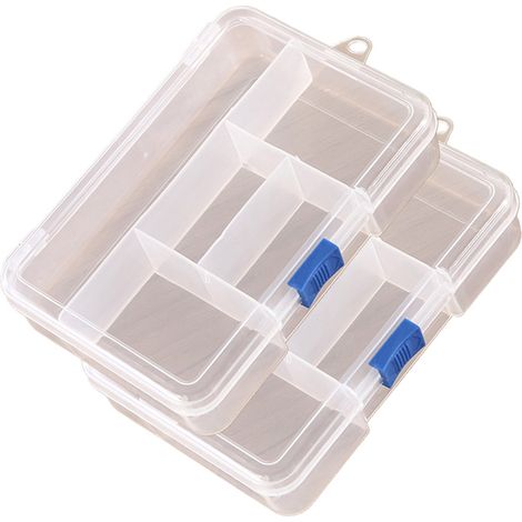 Boîte de rangement transparente à 5 compartiments avec fermeture à glissière, idéale pour ranger bijoux et articles de papeterie. (1/5)