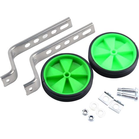 Lot 2 roues stabilisatrices réglables pour vélo enfant 12-20 pouces, équilibre vert (1/5)