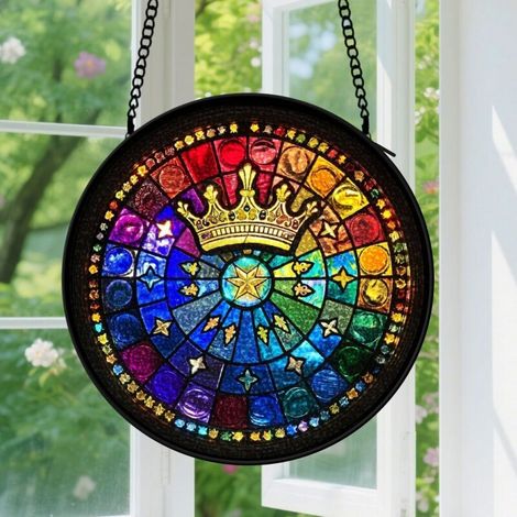 Capteur de soleil en vitrail - décoration spirituelle 15cm (1/4)