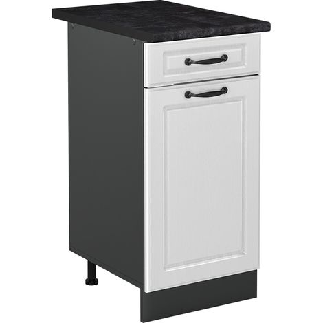 Mobiletto base cucina R-Line, Bianco country/Antracite, 40 cm piano di lavoro Antracite, Vicco (1/5)