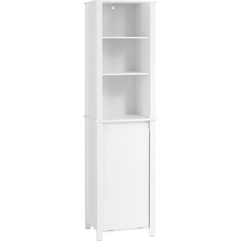 Mobile Colonna Bagno Mobile Alto Con Portabiancheria Apribile Mobile Bagno Mobile Bagno Stretto Bianco 45x35x171cm BZR102-W SoBuy (1/5)