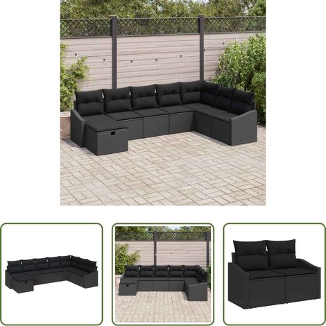 Canapé extérieur 8 personnes - Ensemble de canapé de jardin avec coussin 8 pcs polyrotin (1/5)