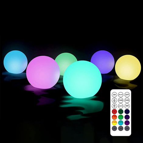 1PCS Lumières de Piscine Flottantes IP68 Étanche Changement de Couleur Lumières de Jardin,Lampe à Boules Lumineuses à Suspendre avec Télécommande pour Piscine Mariage Plage Jardin Pelouse,Blanc (1/5)
