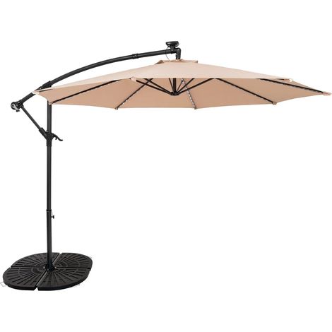 LED Cantilever Parasol 3m With Full Fan Base – Beige (1/5)