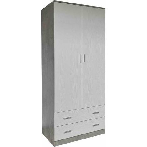 ARMADIO SPACE 2+2C CEMENTO/BIANCO F.CM 80X52X190