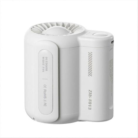 Leiser, tragbarer, klingenloser Clip-Ventilator, weiß, zum Befestigen am Gürtel für den Außeneinsatz, freihändige Bedienung, kühle und diskrete Brise, wiederverwendbares Modell, ideal zum Wandern und (1/5)