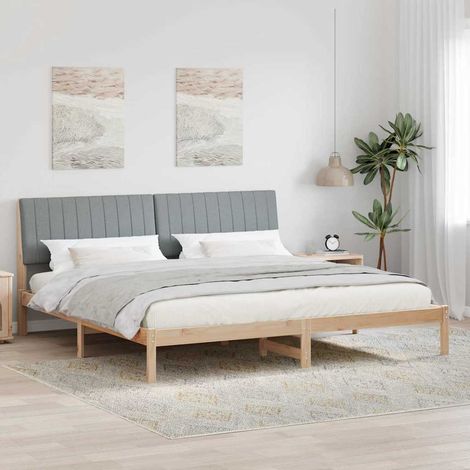 Bed Frame with Headboard Brown 200 x 200 cm Solid Pine Wood vidaXL (1/5)
