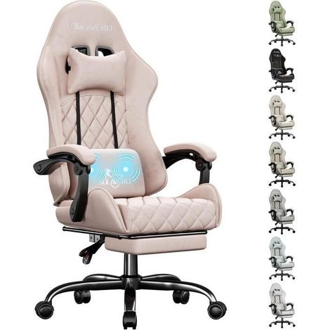 EcoFurnix, suede upholstery, ergonomic office chair with massaging lumbar support, maximum load of 150 kg, Pink (1/5)