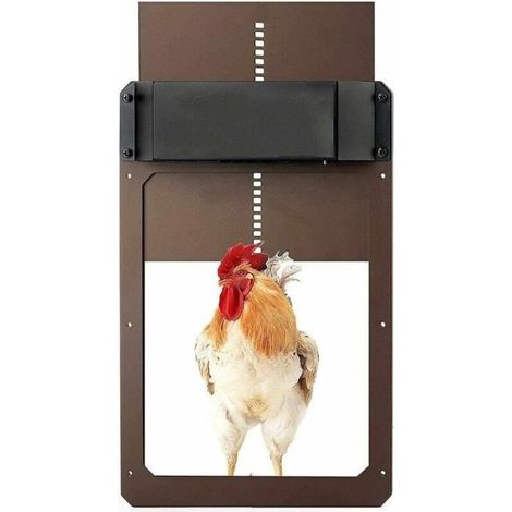 Kit de porte automatique de poulailler, porte automatique de poulailler alimentée par batterie avec capteur de lumière (1/4)