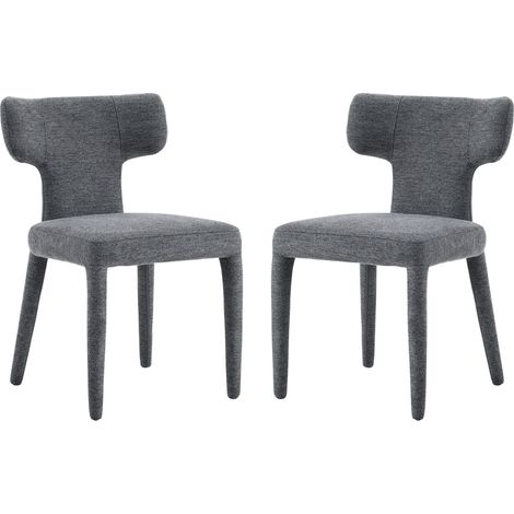 CHICFURN Sedia da sala da pranzo 45 x 47,5 x 80,7 cm in tessuto grigio, set da 2, per cucina (1/5)