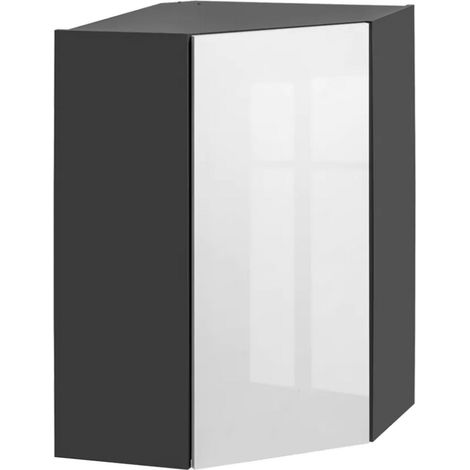 Placard d'angle haut de cuisine "Dalia" - Blanc/Gris graphite - L 60 x H 92 x P 30 cm - Livraison gratuite